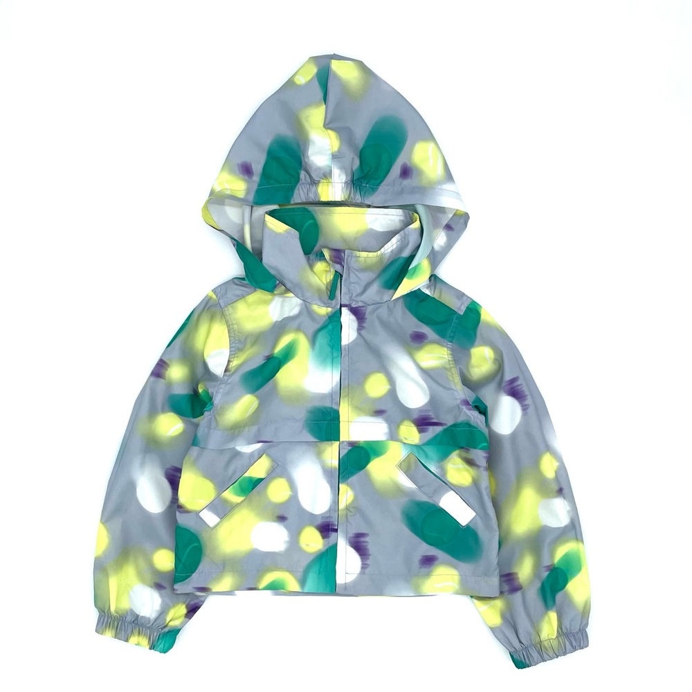 EUC N By Naf Naf Hooded Windbreaker Jacket in Gray & Green 4